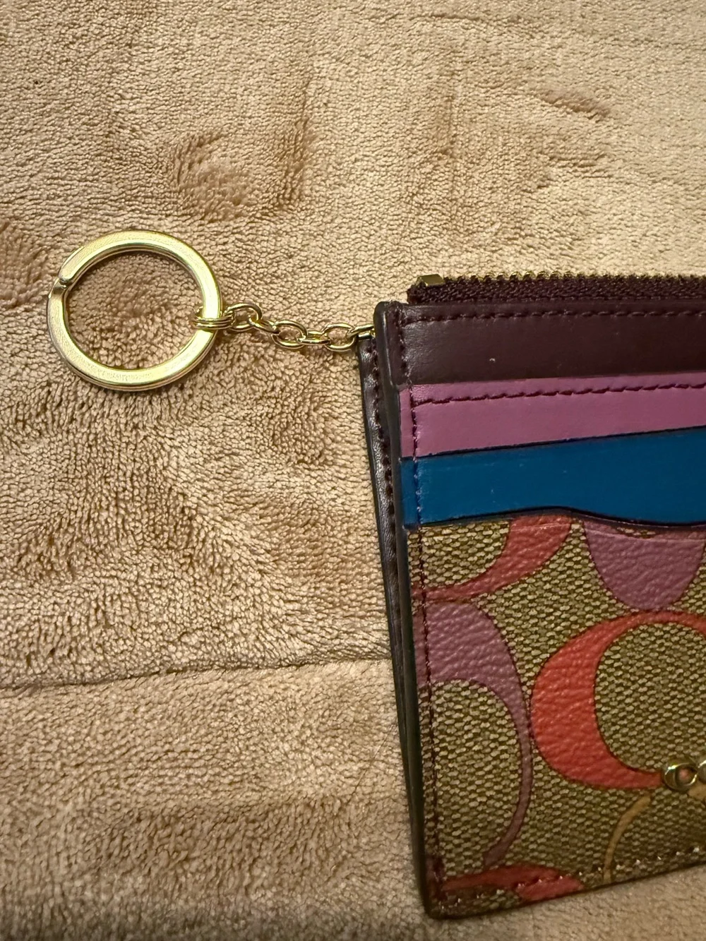 Coach Multicolor Signature ID Card Case with Striped Trim - Picture 3 of 4